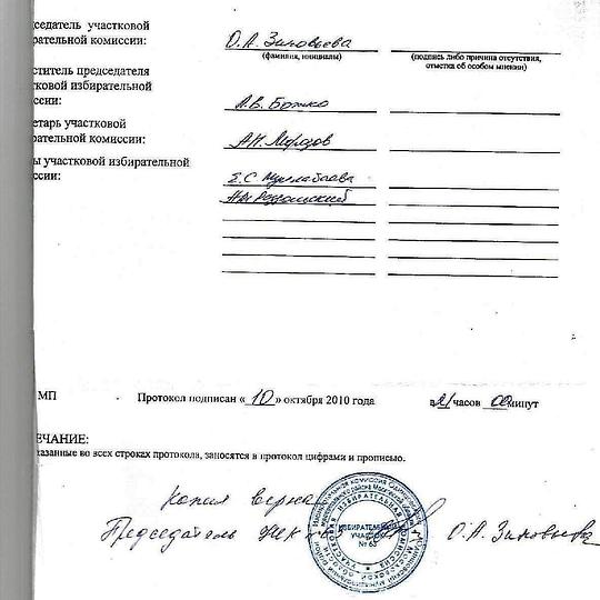 УИК 63 протокол, Выборы октябрь 2010г УИКи, biostan1991, Звенигородская биостанция МГУ, Звенигородская биостанция МГУ д.12