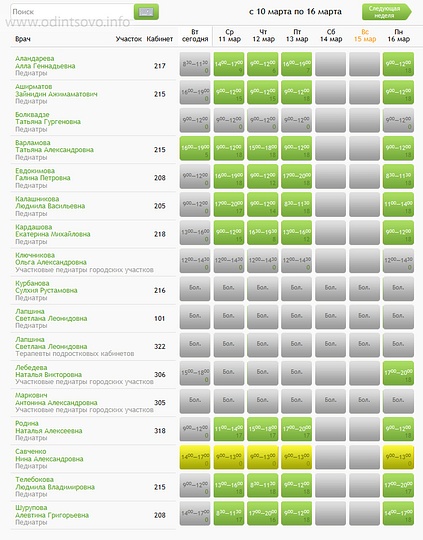 Работа детской поликлиники на Говорова, 10, Педиатры (10 марта)