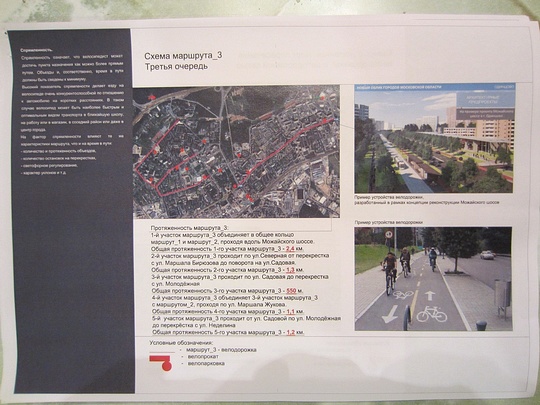 Схема велодорожек в Одинцово (маршрут №3)