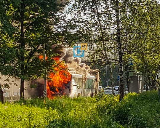 Огонь быстро распространился на весь салон автобуса