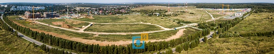 Панорама строительства в Лайково со стороны дороги, Строительство «Лайково город-события» (состояние на 12.09.2017)