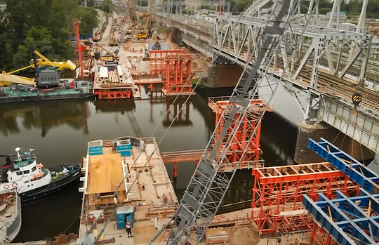 Строительство арочного моста через Москву-реку для МЦД-1 «Одинцово-Лобня», Июль