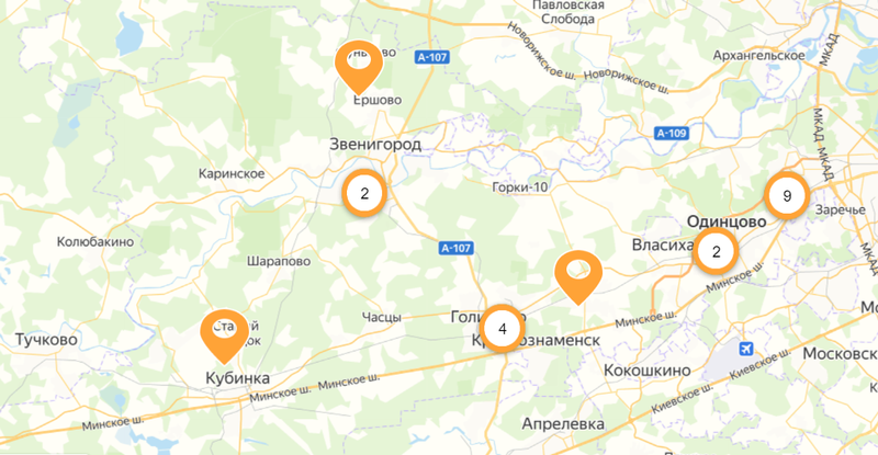 Сбор предложений по ремонту дорог в Одинцовском округе на 2021 год, интерактивная карта, Май