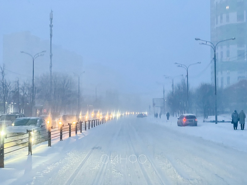 Очередной мощный снегопад накрыл Одинцово. За день может выпасть 20% от месячной нормы осадков